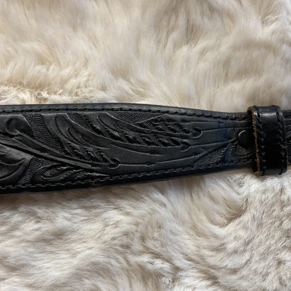 Signed Mona Van Riper Turquoise & Sterling Silver Belt Buckle & Leath… - Picture 12 of 17